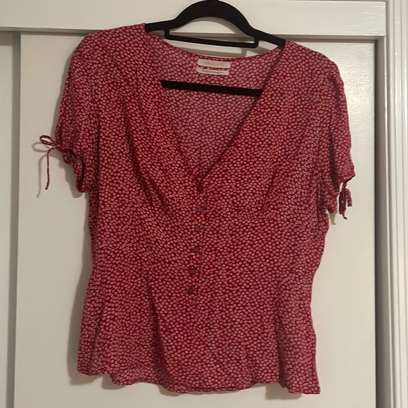 Urban outfitters red print blouse. Size L